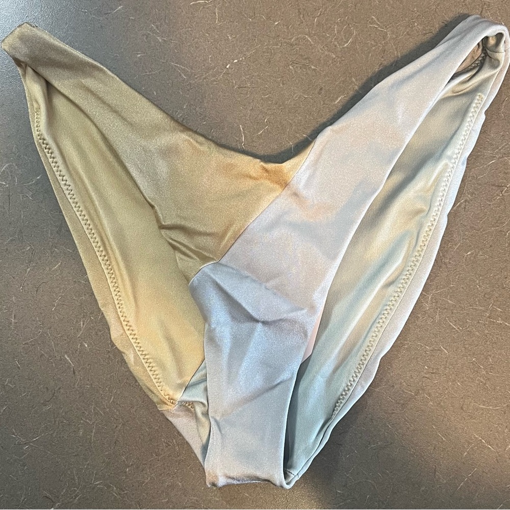 Peixoto Shelly Bottom Colorblock  Silver & Gold Womens Swim Size Small NWT